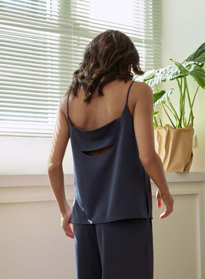 不對稱領美背細肩帶背心